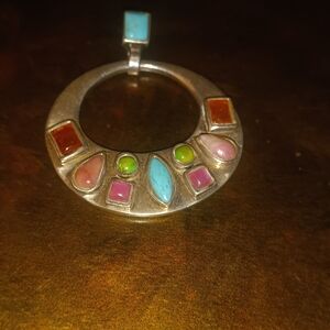 Multicolor Gemstone Silver Pendant